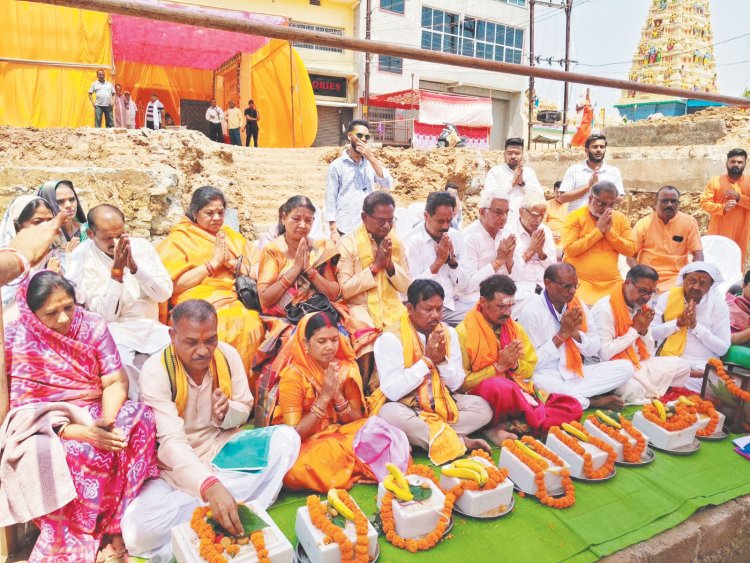 श्री राम दरबार, शनिदेव और पंचमुखी हनुमान के मंदिर का शिलापूजन